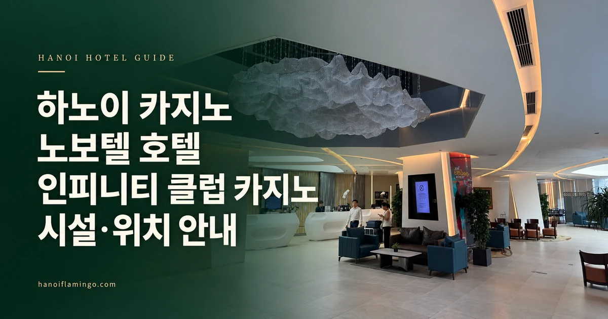 하노이 카지노 노보텔 호텔 인피니티 클럽 카지노 시설·위치 안내 — 노보텔 로비 사진을 활용한 편집 표지